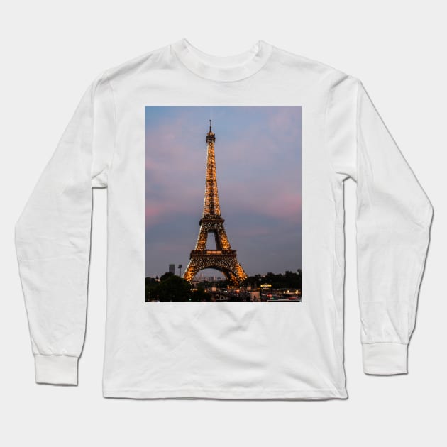 Eiffel Tower at Night Long Sleeve T-Shirt by photosbyalexis